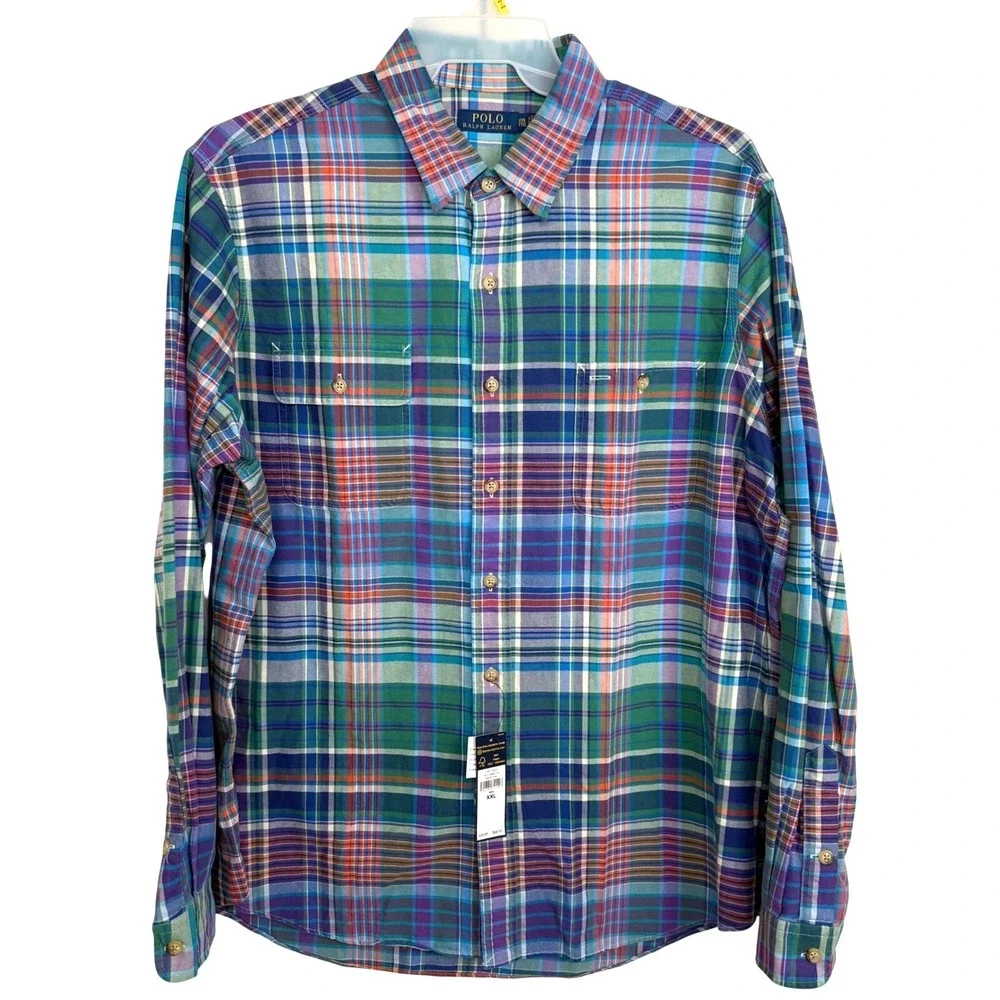 NEW‎ Polo Ralph Lauren Mens XXL Plaid Button Down Shirt Multicolor Preppy Ivy